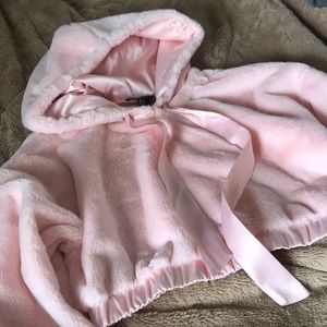 Pink fuzzy crop hoodie (silky inside!)
